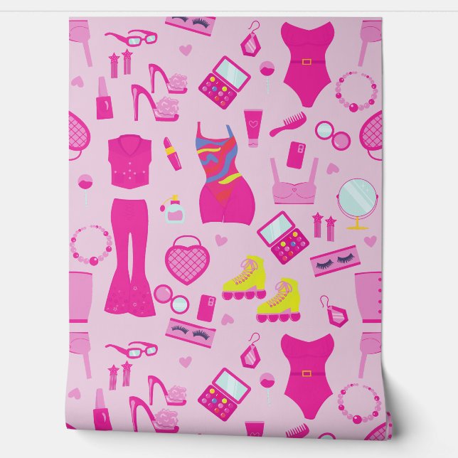 fashion doll clothes vintage 1990s pink  behang (Afrollen)