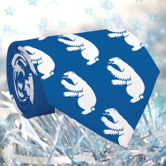 Fashion Greenland Emblem Tie, Blue, Polar Bear Stropdas