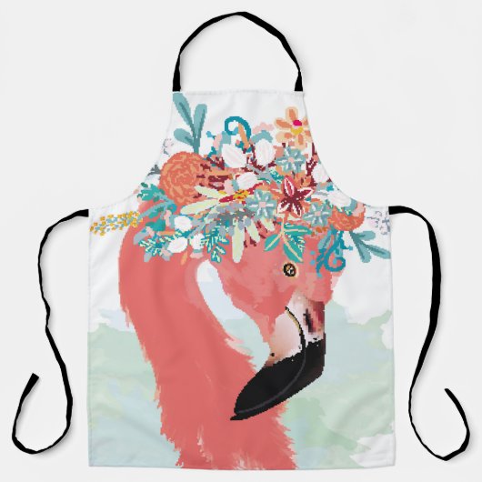 Fashion illustration with drawn pink flamingoflami schort (Voorkant)