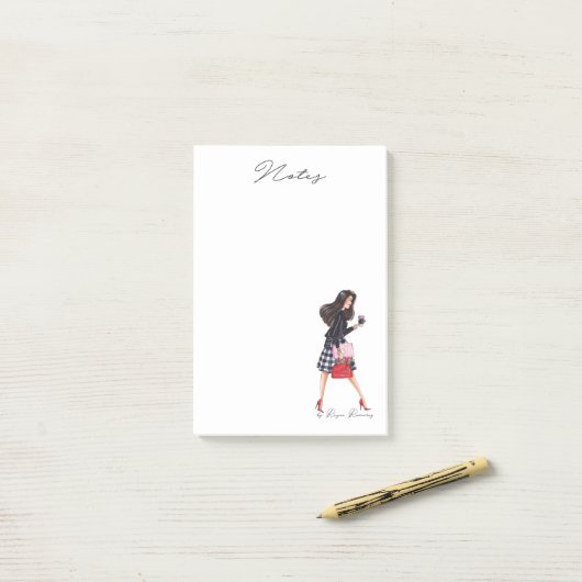 Fashion notepad girl boss- Fashion illustration Post-it® Notes (Op bureau)