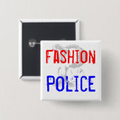 Fashion, Police Vierkante Button 5,1 Cm (Voorkant /achterkant)