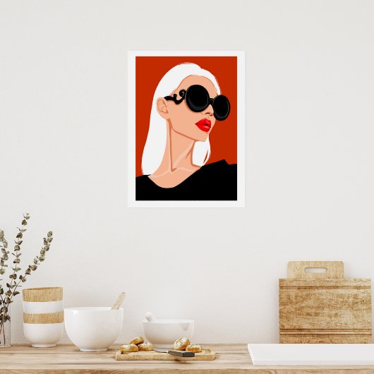 Fashion Poster, Female Art, Flat, Wall Art  Poster (Keuken)