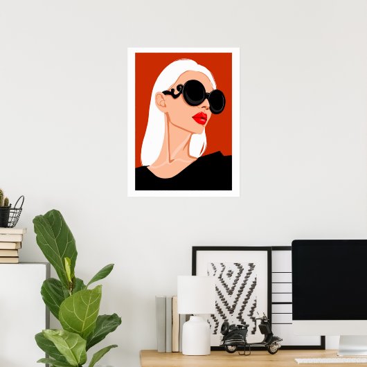 Fashion Poster, Female Art, Flat, Wall Art Poster (Thuiskantoor)