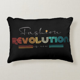 Fashion Revolution Retro Typografisch Zwart Acryl Accent Kussen