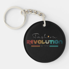 Fashion Revolution Retro Typografisch Zwart Acryl Sleutelhanger