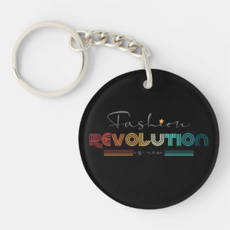 Fashion Revolution Retro Typografisch Zwart Acryl Sleutelhanger