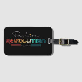 Fashion Revolution Retro Typografische Zwarte Baga Bagagelabel