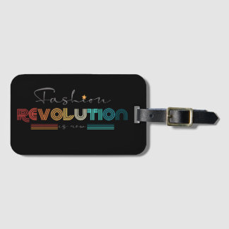 Fashion Revolution Retro Typografische Zwarte Baga Bagagelabel