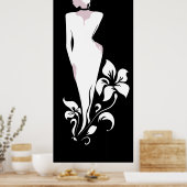 Fashion vintage stylish glamour illustration poster (Keuken)