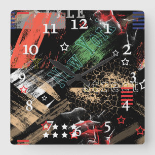 Fashionable abstract grunge vierkante klok