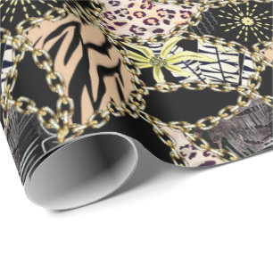 Fashionable, abstract, kettingen, tijgerhuid. cadeaupapier