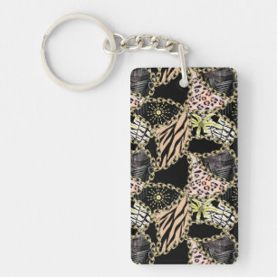 Fashionable, abstract, kettingen, tijgerhuid. sleutelhanger