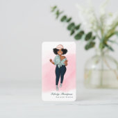 Fashionable Afro Fitness Instructor Girl QR Code Visitekaartje (Staand voorkant)