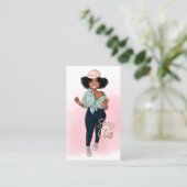 Fashionable Afro Fitness Instructor Girl Visitekaartje (Staand voorkant)