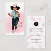 Fashionable Afro Fitness Instructor Girl Visitekaartje (Voorkant / Achterkant)
