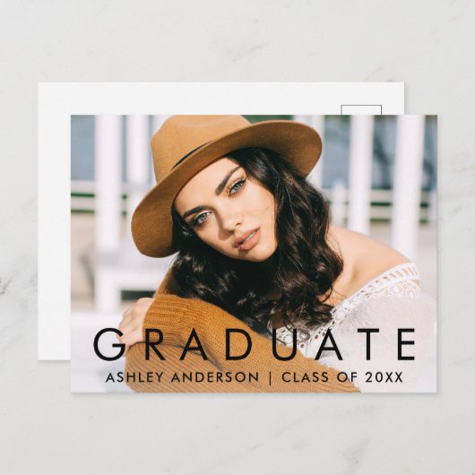 Fashionable Afstuderen Foto Aankondiging (Voorkant / Achterkant)