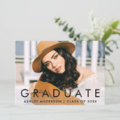 Fashionable Afstuderen Photo Announcement Kaart (Staand voorkant)