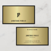 Fashionable Black and Gold Monogram Glamour Plain Visitekaartje (Voorkant / Achterkant)