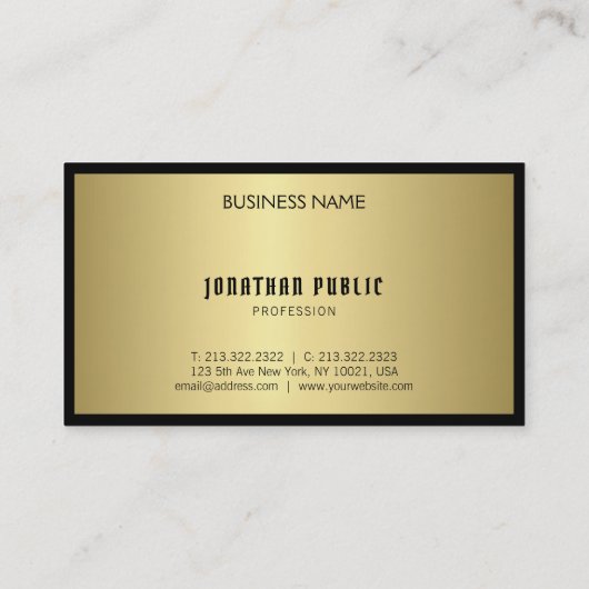 Fashionable Black and Gold Monogram Glamour Plain Visitekaartje (Achterkant)