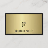Fashionable Black and Gold Monogram Glamour Plain Visitekaartje (Voorkant)
