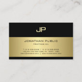 Fashionable Black and Gold Monogram Glamour Plain Visitekaartje (Voorkant)