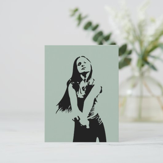 Fashionable Black Dancing Girl Silhouette Briefkaart (Staand voorkant)