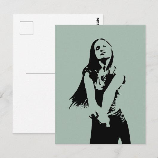 Fashionable Black Dancing Girl Silhouette Briefkaart (Voorkant / Achterkant)