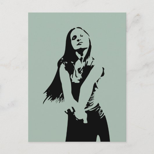 Fashionable Black Dancing Girl Silhouette Briefkaart (Voorkant)