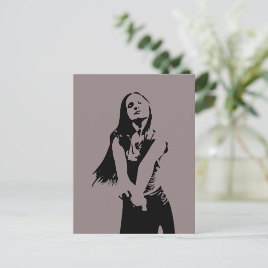 Fashionable Black Dancing Girl Silhouette Briefkaart (Staand voorkant)