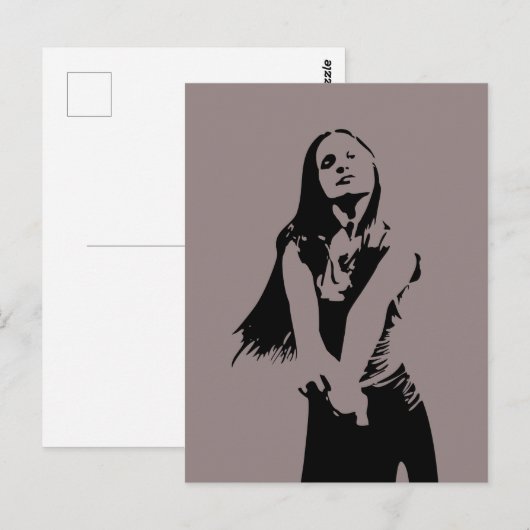 Fashionable Black Dancing Girl Silhouette Briefkaart (Voorkant / Achterkant)