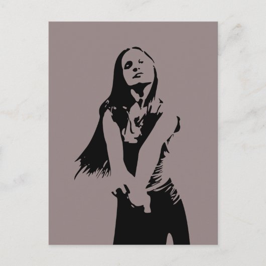 Fashionable Black Dancing Girl Silhouette Briefkaart (Voorkant)