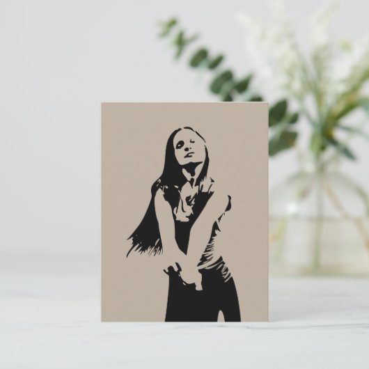 Fashionable Black Dancing Girl Silhouette Briefkaart (Staand voorkant)
