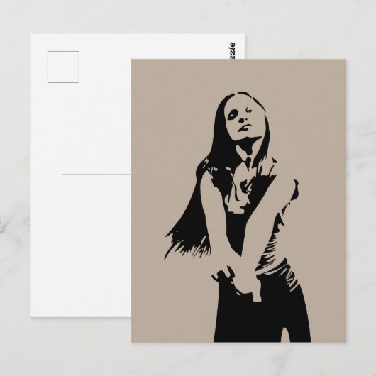 Fashionable Black Dancing Girl Silhouette Briefkaart (Voorkant / Achterkant)