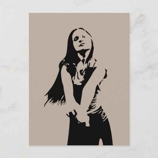Fashionable Black Dancing Girl Silhouette Briefkaart (Voorkant)