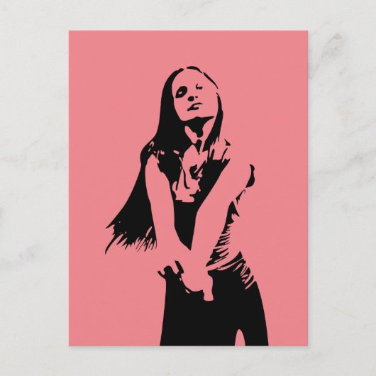 Fashionable Black Dancing Girl Silhouette Briefkaart (Voorkant)