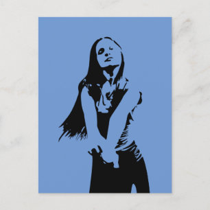 Fashionable Black Dancing Girl Silhouette Briefkaart