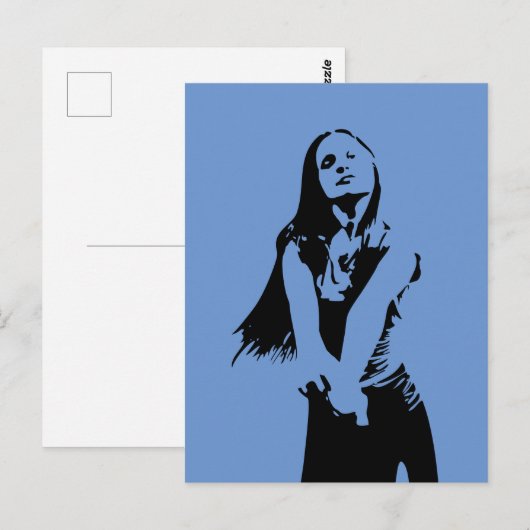 Fashionable Black Dancing Girl Silhouette Briefkaart (Voorkant / Achterkant)