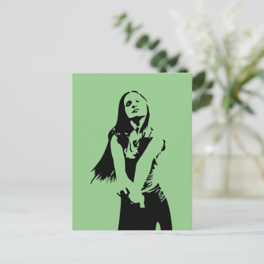 Fashionable Black Dancing Girl Silhouette Briefkaart (Staand voorkant)