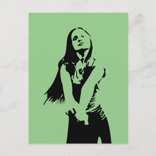 Fashionable Black Dancing Girl Silhouette Briefkaart (Voorkant)