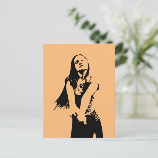 Fashionable Black Dancing Girl Silhouette Briefkaart (Staand voorkant)