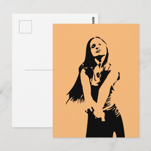 Fashionable Black Dancing Girl Silhouette Briefkaart (Voorkant / Achterkant)