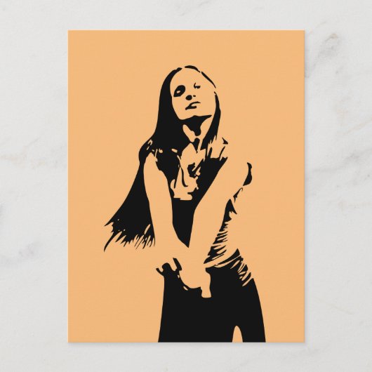 Fashionable Black Dancing Girl Silhouette Briefkaart (Voorkant)