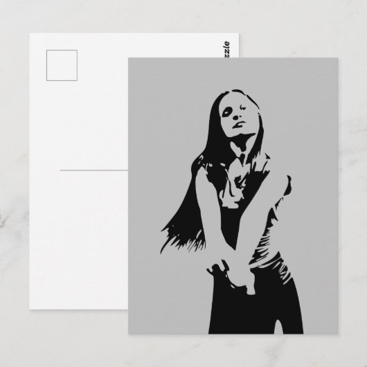 Fashionable Black Dancing Girl Silhouette Briefkaart (Voorkant / Achterkant)