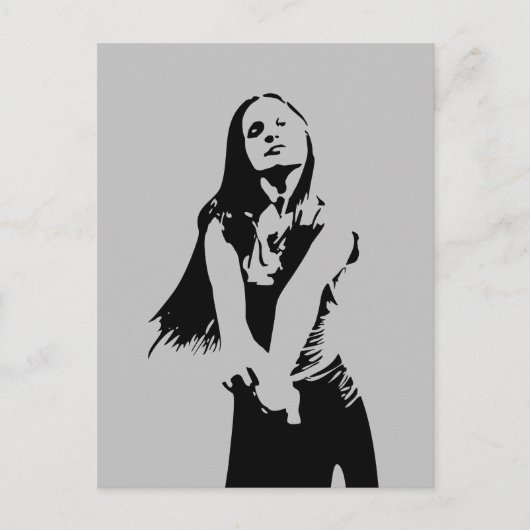 Fashionable Black Dancing Girl Silhouette Briefkaart (Voorkant)