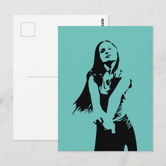 Fashionable Black Dancing Girl Silhouette Briefkaart (Voorkant / Achterkant)
