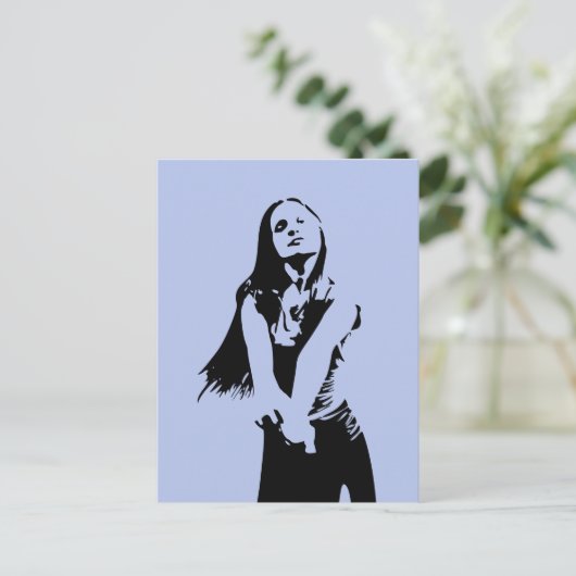 Fashionable Black Dancing Girl Silhouette Briefkaart (Staand voorkant)