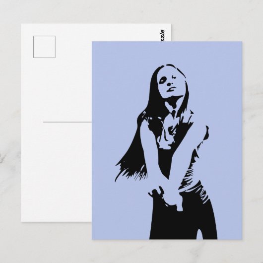 Fashionable Black Dancing Girl Silhouette Briefkaart (Voorkant / Achterkant)