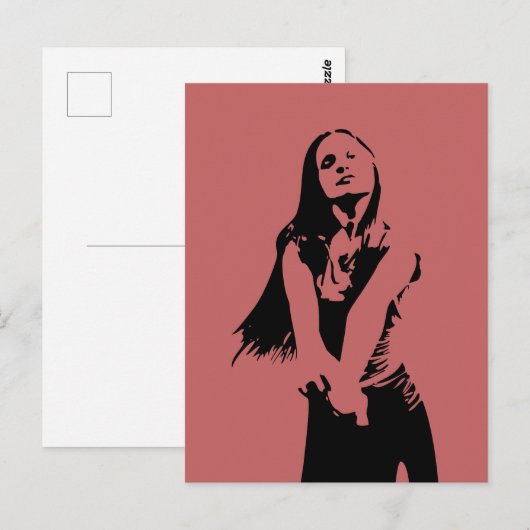 Fashionable Black Dancing Girl Silhouette Briefkaart (Voorkant / Achterkant)
