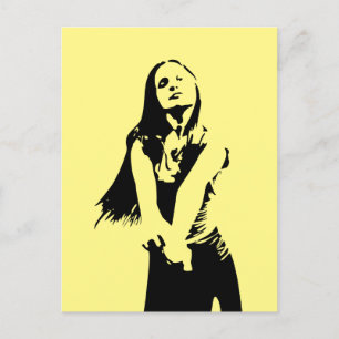 Fashionable Black Dancing Girl Silhouette Briefkaart