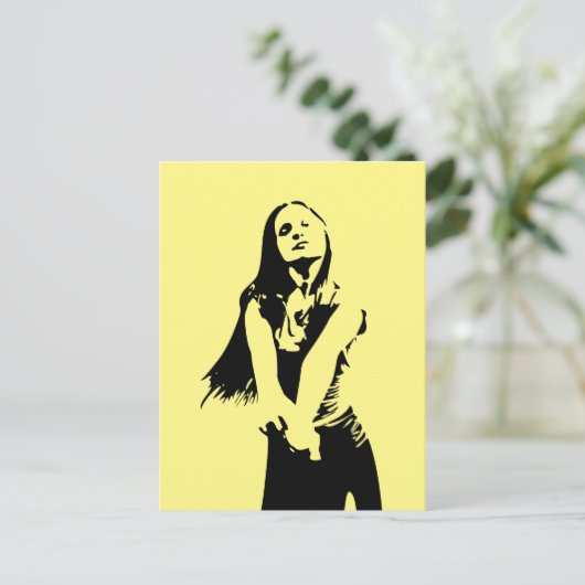 Fashionable Black Dancing Girl Silhouette Briefkaart (Staand voorkant)